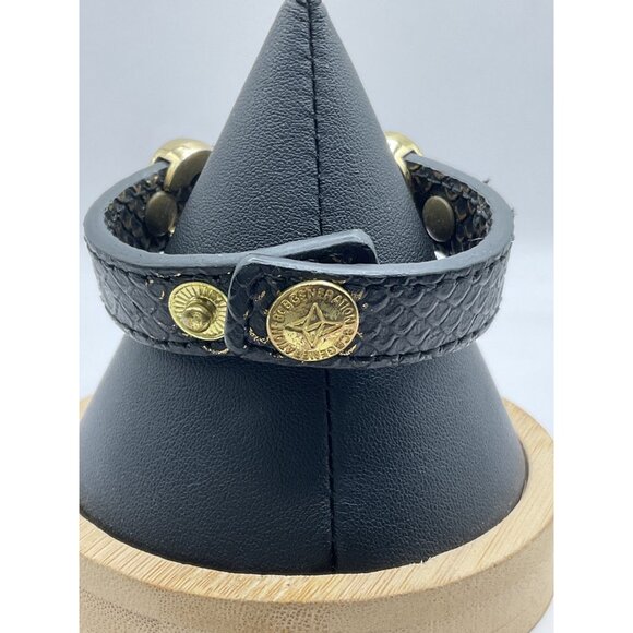 BCBGeneration Black Gold Chic Bracelet Leather Snake Texture Adjustable - Picture 3 of 4